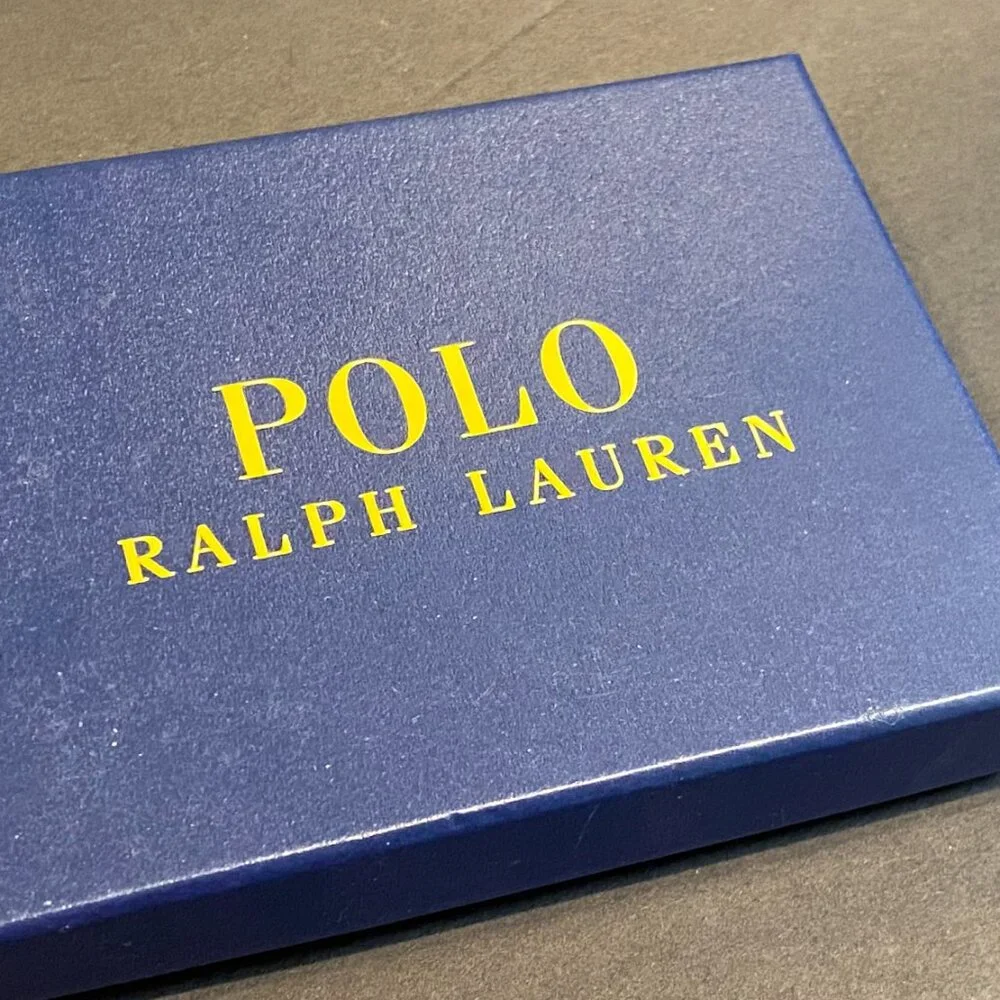 NWT Polo Ralph Lauren Men's Pebbled Leather Card Case Money Clip Gift Box Set